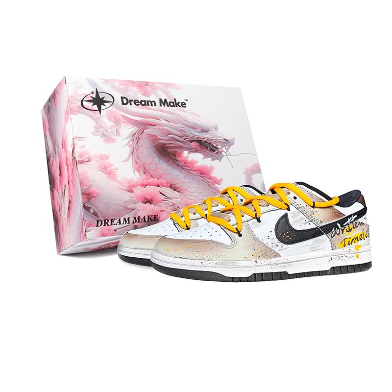 

Nike Dunk Rattan Yellow Star Abrasion Resistant Low top Skateboard Shoes Men s Black White DD1391-100(Team240--BOX) 42.5