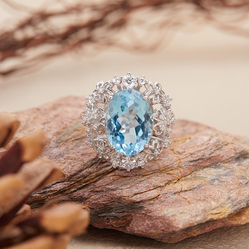 Natural Topaz Amethyst Citrine Ring Women'S S925 Silver Xiaohongshu Colored Jewelry