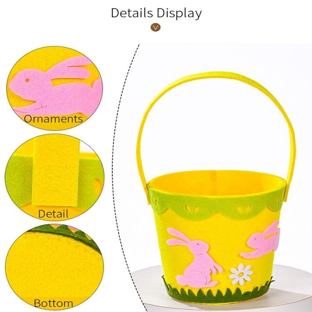 Cartoon Easter Felt Basket Colorful Chicken Egg Hunt Basket Easter Candy Gift Bag Children Gifts