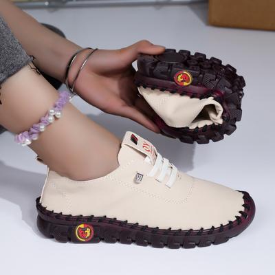 Fashion Sneakers for Women Soft Comfort Flat Loafers Shoes Slip On Shoes New Fad Outdoor Non-slip Casual Leather Shoes Zapatillas Mujer