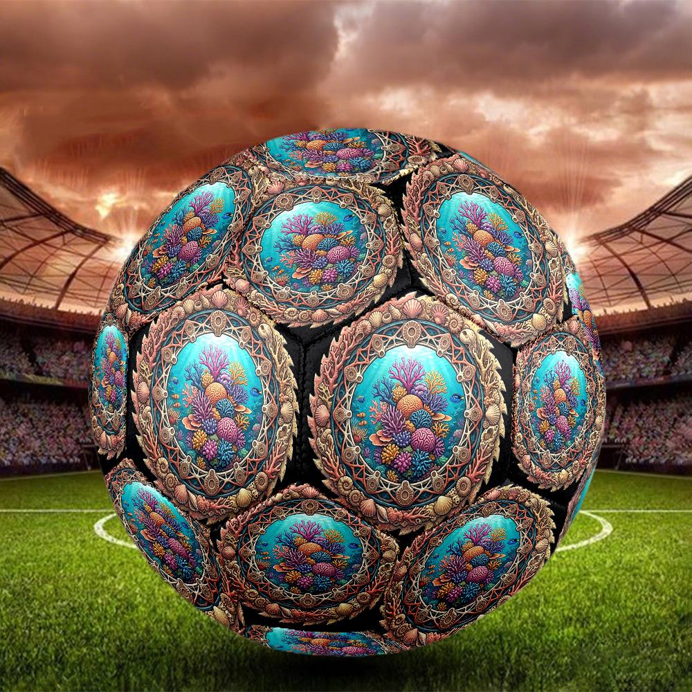 Underwater Coral Reef Scene Round Football Size 5 Adult Ball Suitable for Training Matches and Outdoor Team.