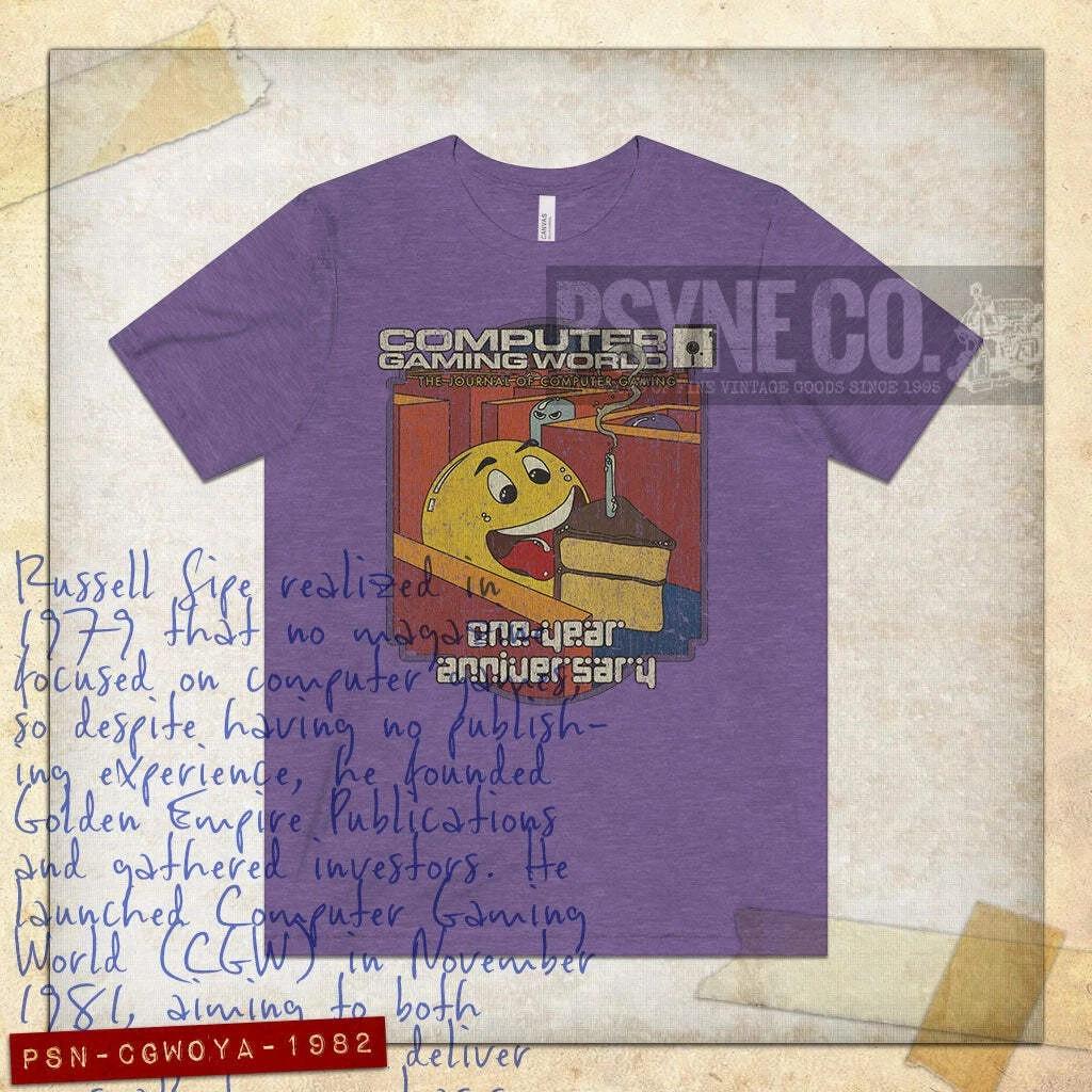 

Computer Gaming World One-Year Anniversary 1982 Vintage Men s T shirt 4XL