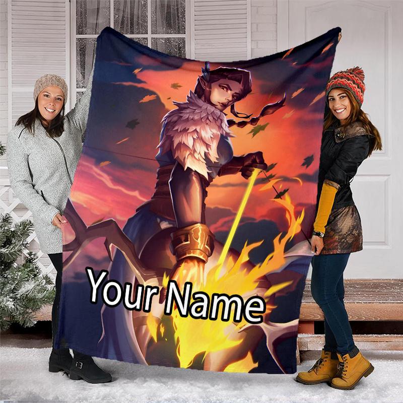 Custom Name Vox Machina Theme Printed Blanket - Perfect for Couch, Bed, Travel & Outdoor Use | Machine Washable, Cozy & Durable.