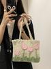 No Brand Handmade Knitted Tote Bag With Woven Pattern For Casual Daily Use