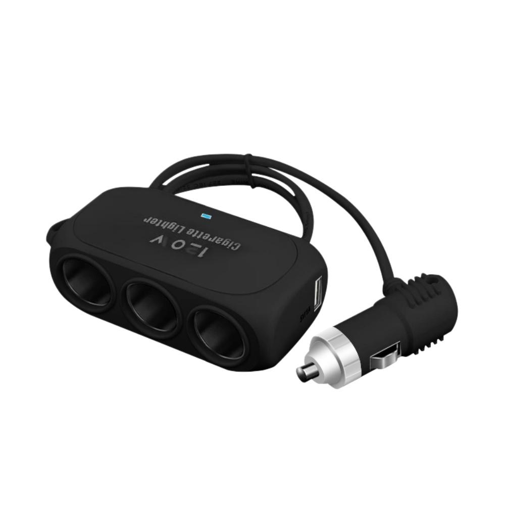3 In 1 Dual USB Car Cigarette Lighter Splitter Fast Charging Car Phone Charger 12V 24V Auto Charger Adapter for Car DVR Dashcam