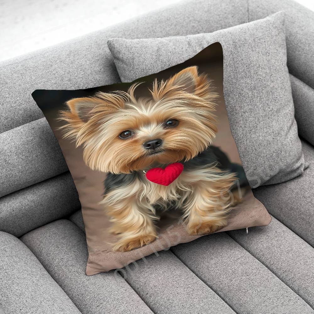 Yorkshire Terrier Dog Puppy Throw Pillow Case For 30x30cm 40x40cm 45x45cm 50x50cm 55x55cm Square Sofa Pillowcase Shell