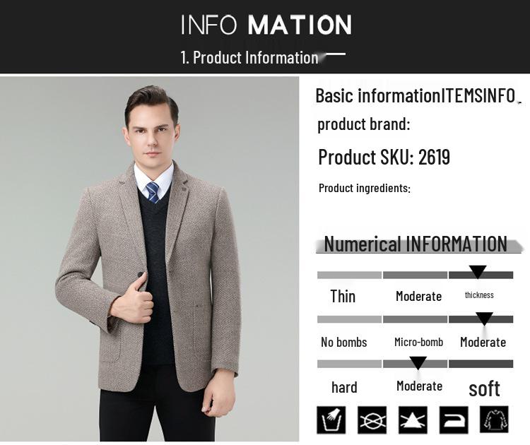 Men's Plus Size 2025 Double-Faced Wool Coat with Detachable Inner Down Jacket and Suit Collar
