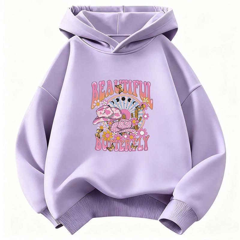 Vintage Buntes Schmetterling Kinder-Sweatshirt Niedlicher Harajuku Kapuzenpullover für Jungen Mädchen Herbst Winter Freizeit-Kapuzenpullover 160 white