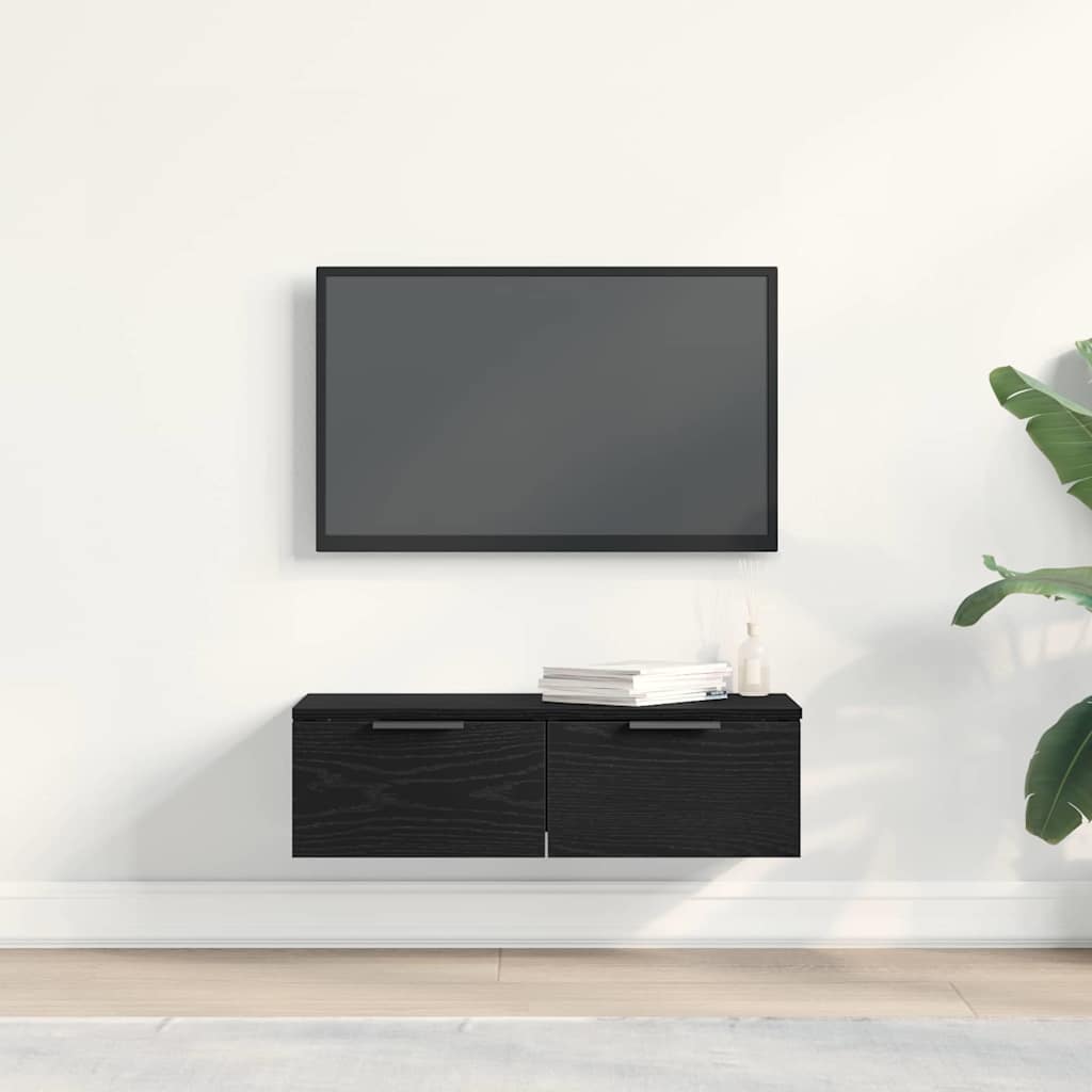 Wall Cabinet Black Oak Effect 68 x 30 x 20 cm Engineered Wood