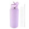 1L Stainless Steel Vacuum Insulated Water Bottle With Handle Straw Lid Outdoor Sports Travel