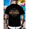 Herren Schwarz T-Shirt V8 Power Vintage Motor Grafik Laut Und Schnell Text Streetwear Urbaner Stil für Lässige Outfits