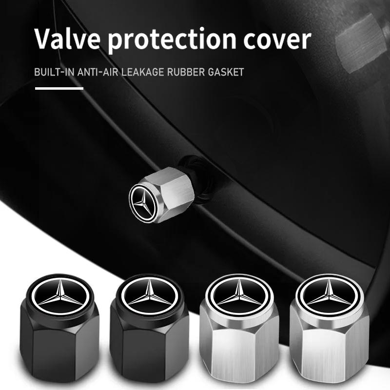 5pcs Car Tire Theftproof Wheel Air Valve Cap Tyre Stem Cover For Benz W211 W124 W176 W177 C180 C200 C260 C300 GLC CLE CLA FE1