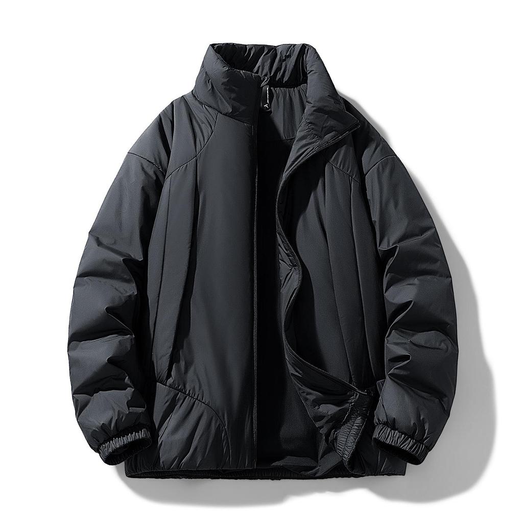 2025 Thickened Winter Cotton Jacket: Casual Solid Color, Stand Collar, Korean Style