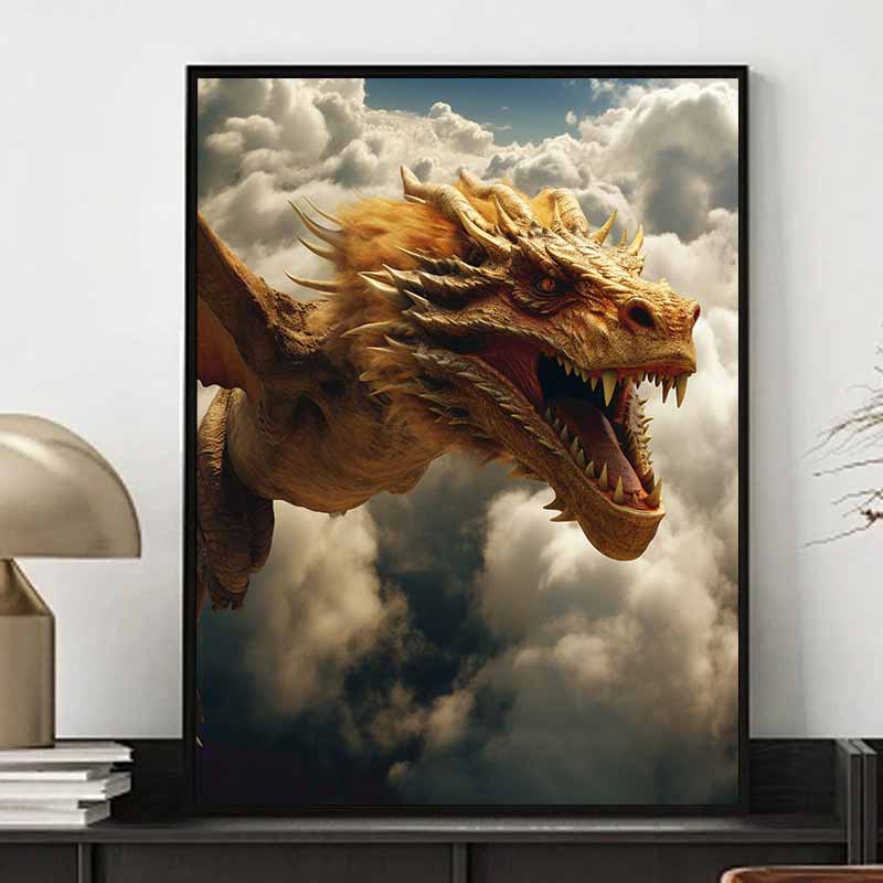 Новое поступление 5D DIY Полная круглая алмазная живопись  Летающий дракон  Вышивка крестом Домашний декор Подарок GI12105