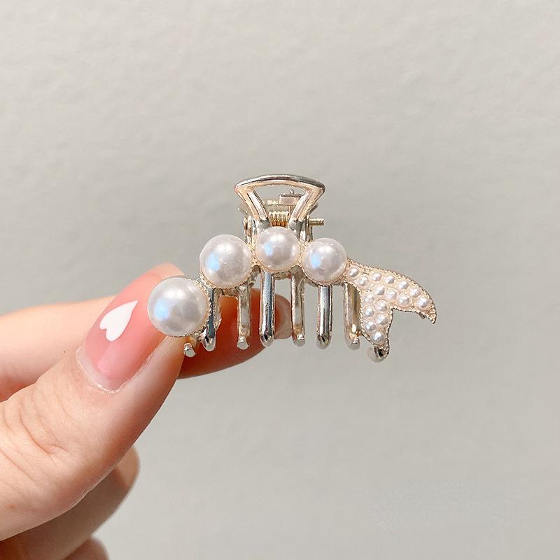 Pearl Rhinaute Small Hair Clip Female Net Celebrity Delicate High Ponytail Clip Korean Advanced Side Broken Hair Clip Headwear