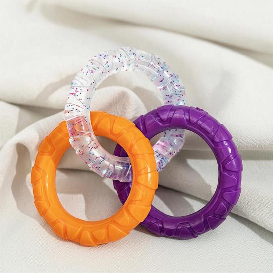 Three-Ring Dog Toy Interactive Dog Tug of War Toy Connected Rings Dog Chew Toy for Puppy Teething Biting Teeth Cleaning