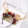 Gothic Flower Skull Headdress Deer Horn Headband Halloween Party Accessories