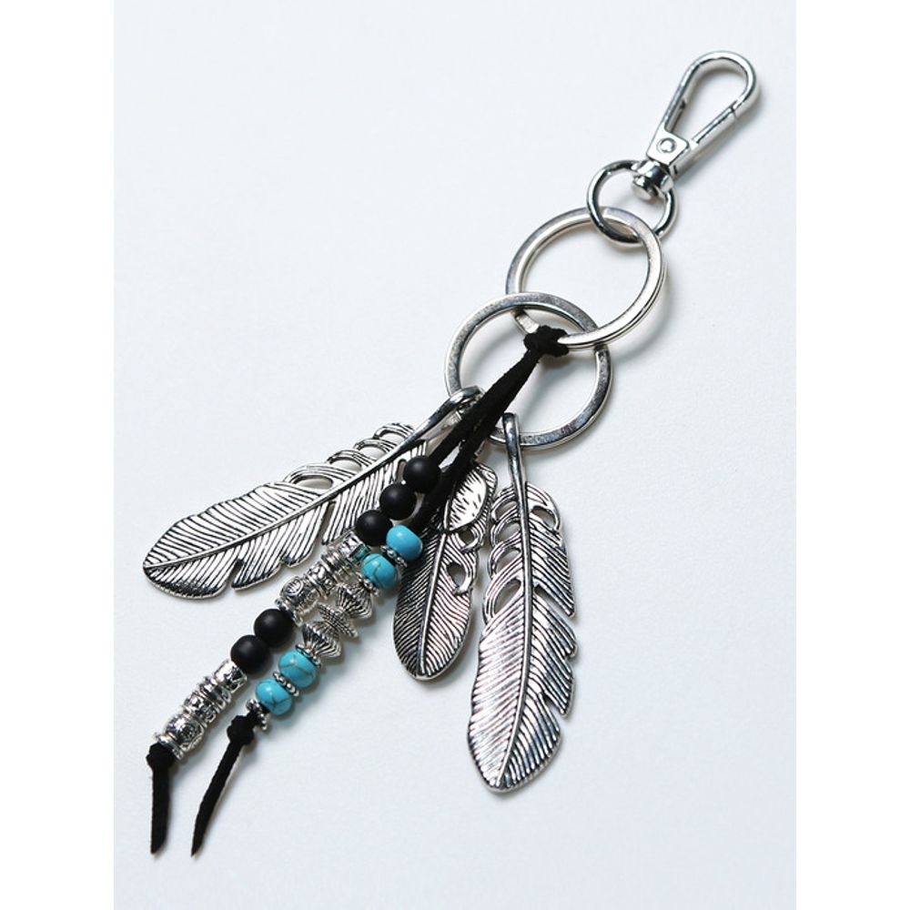 KND navajo feather & beads keyring black