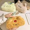 Kawaii Cat Printed Pencil Case Funny Cat Plush Cat Stationer Bag  Student Stationery