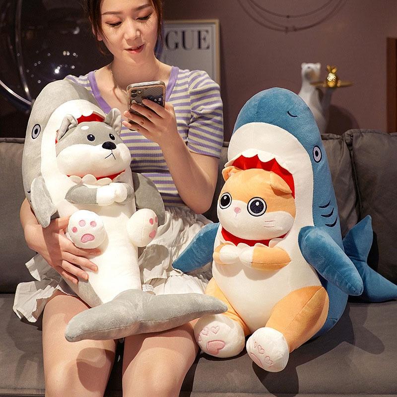 Shark Cat And Dog Plush Toy Soft And Cuddly Gift For Kids, Room Decoration