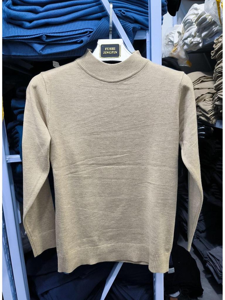 Herren Schlank geschnittener Strickpullover mit halbem Stehkragen für Herbst und Winter