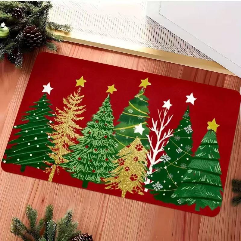 Christmas Themed Door Mat Gingerbread/Santa/gnome Print Floor Mats,Non-Slip Welcome Rugs for Home Entryway & Holiday Decor