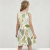 Girls Round Neck Sleeveless Tropical Leaves Printed A Line Flared Dress