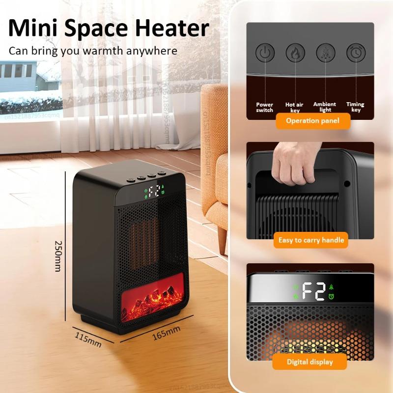 Hot Air Blower Desktop Electric Heater with Thermostat Heating Fan Warm Air Blower for Household Bedroom Office Space Heater