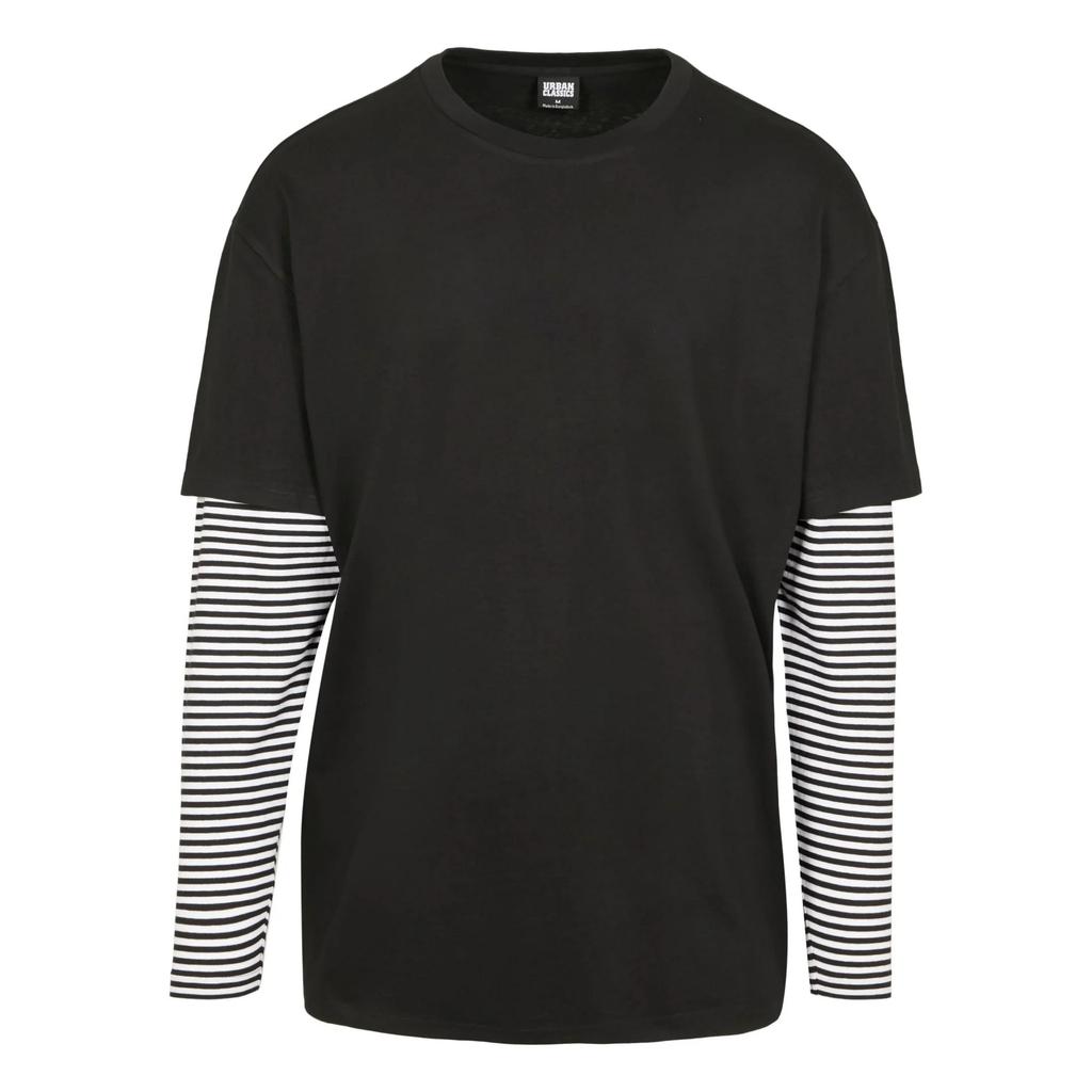 Urban Classics Mens Striped Double Layered Oversized T-Shirt