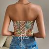 European & American Retro Floral French Court Adjustable Lace-up Corset Bandeau