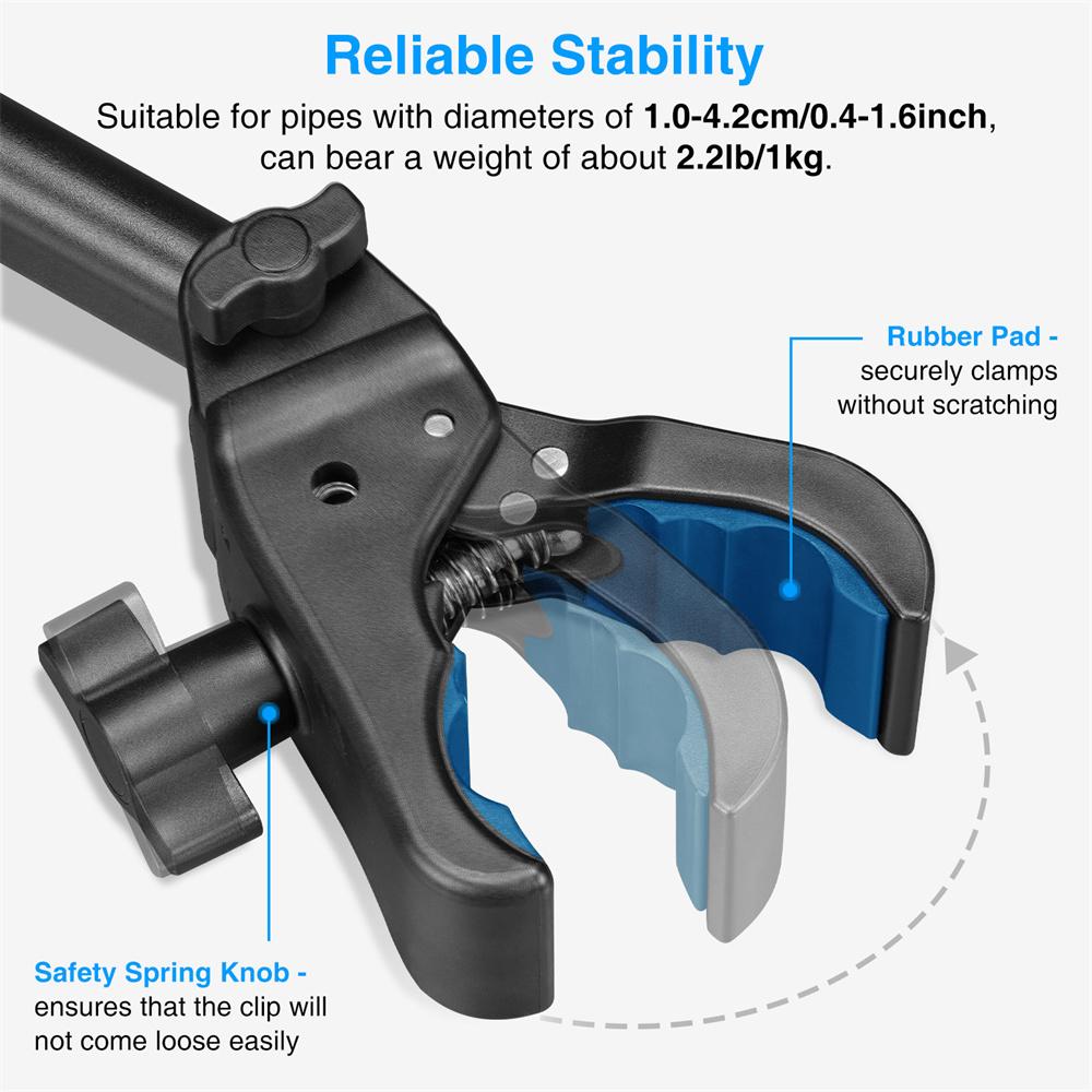Adjustable Tablet Phone Stand Holder Clip w Magic Arm Super Clamp Tablet Holder for iPad iPhone 4.7-13.5Inch Tablets&Smartphones