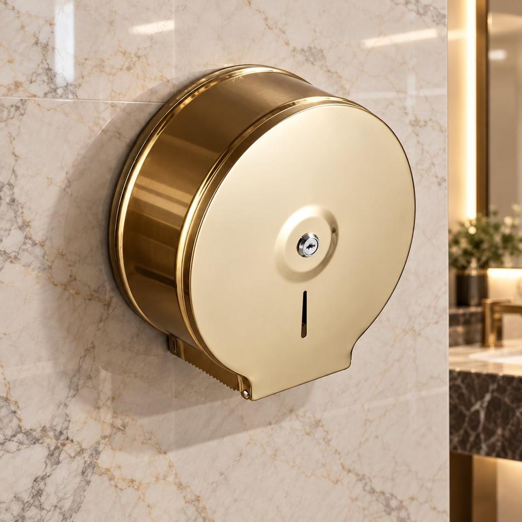 Wall-Mounted Jumbo Roll Dispenser with Locking Cover Large Capacity Toilet Paper