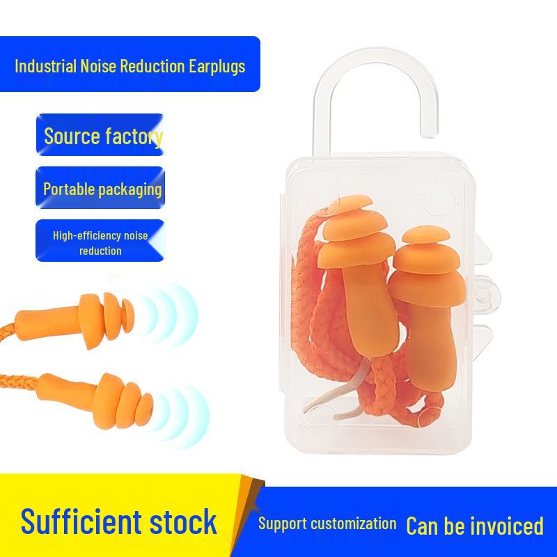 1270 Silicone Noise-Reducing Earplugs: Washable, for Industrial, Workshop, Study, and Sleep - Comes with Hook Box.