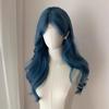 Middle Part Sea Blue Color Wigs Body Wave Cosplay Lolita Wigs Long Curly Hair  Daily Wear