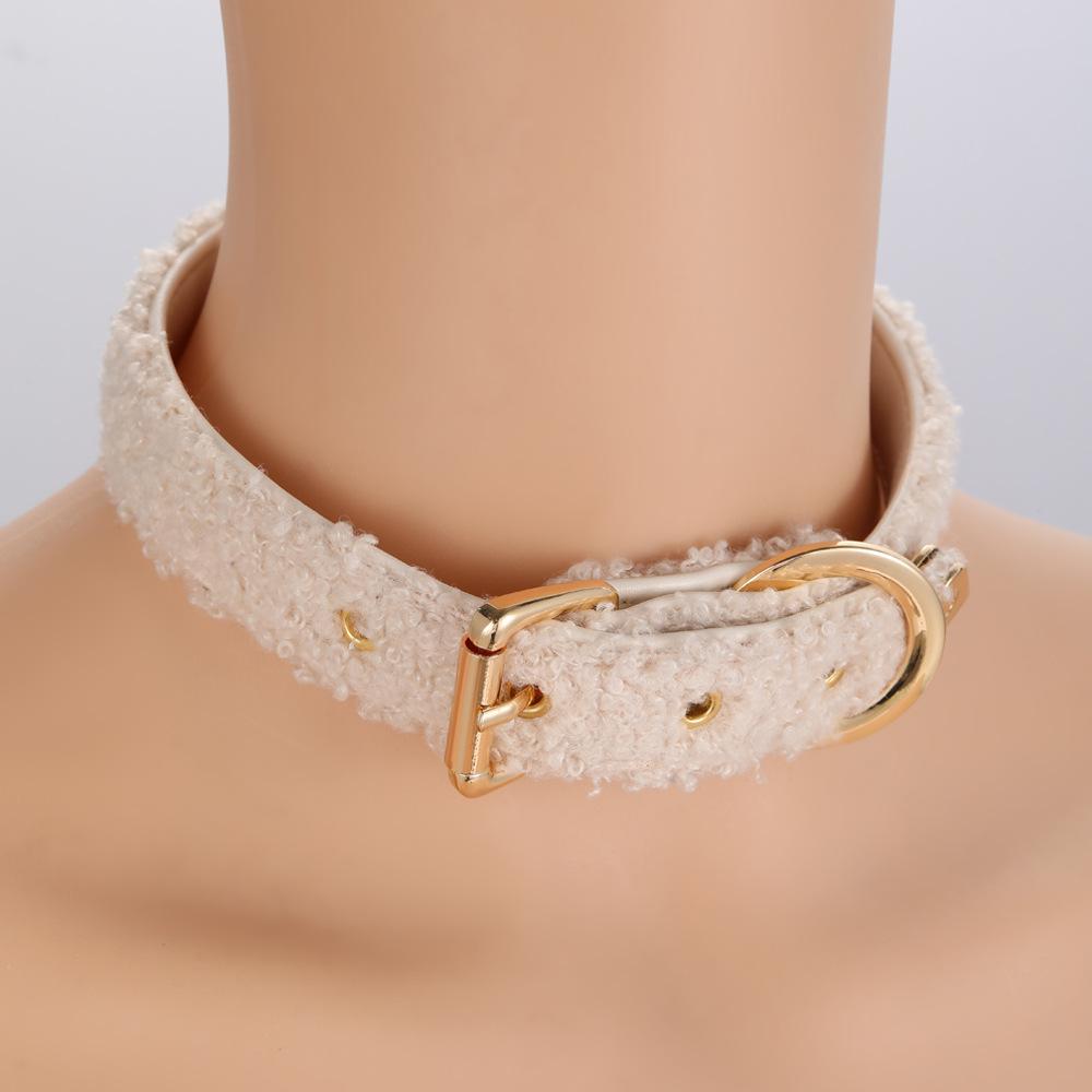 Fun Plush Collar Choker Love Button Head Imitation Teddy Hair Puppay Nightclub Fun Collar Trendy Girl
