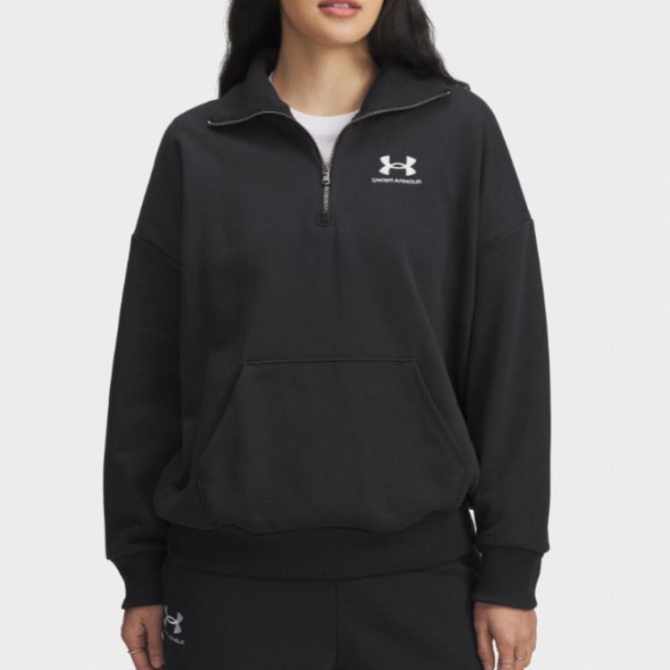 Under Armour Série de Treinamento Rival Moletom com Zíper Meio-Zip Feminino Moletons Preto 1387223-001