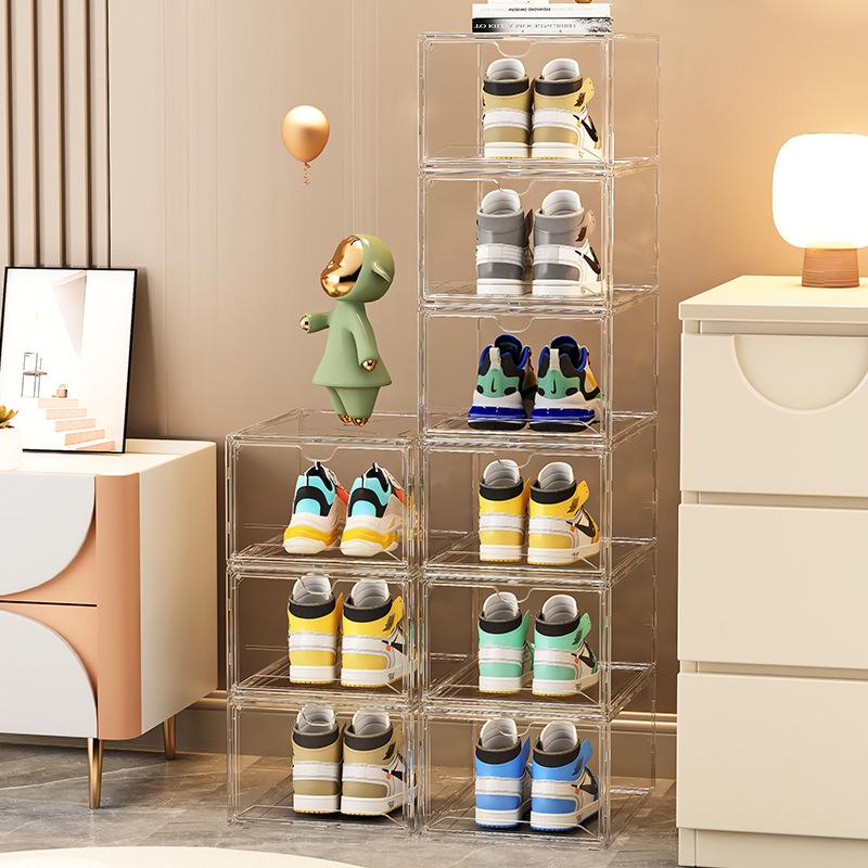 Acrylic Magnetic Shoe Storage Box – Transparent, Anti-Oxidation Shoe Cabinet and Rack for Sneakers.