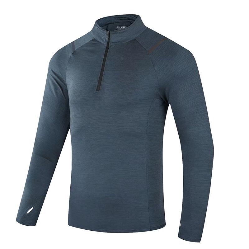 Men's Quick-Dry Long-Sleeve Half-Zip Sports T-Shirt for Running and Fitness