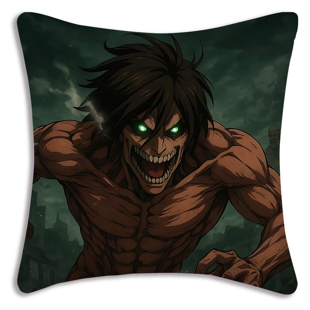 Anime Attacks on Titan Pillow Covers Cartoon Sofa Decorative Home Double-sided Printing Short Plush Cute Cushion Cover