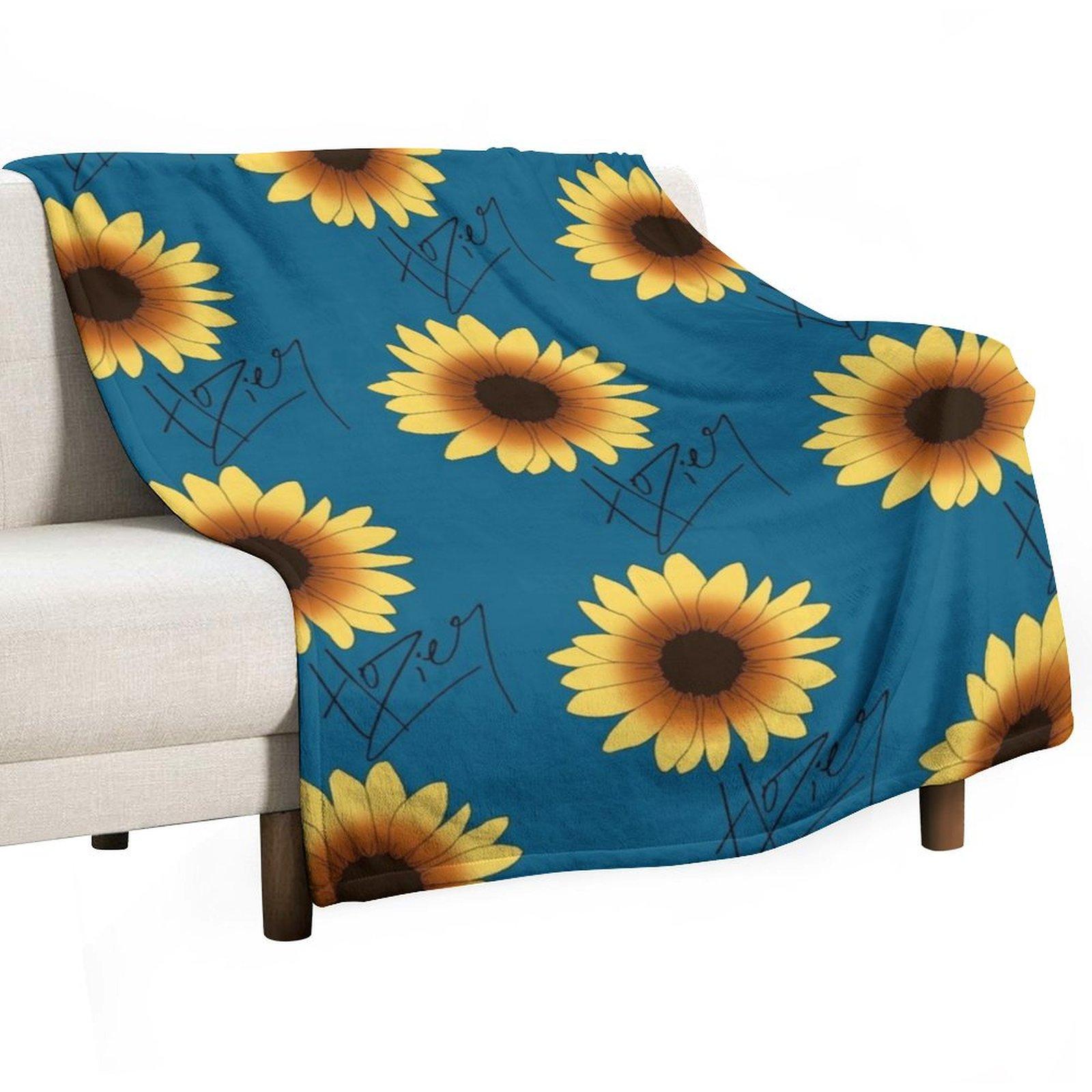 Hozier Signature Sunflower Floral Throw Blanket Plaid on the sofa Sofa Throw Extra Large Throw Camping Blankets 30x40in