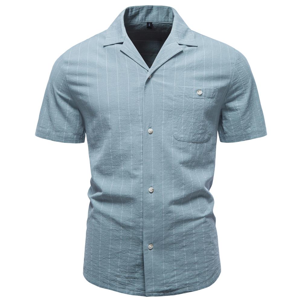 

AIOPESON Men’s Casual Shirt Stripe Design Short Sleeve Button Pocket Cotton Soft Breathable Summer Lightweight Daily Shirts EUR S 55-65kg