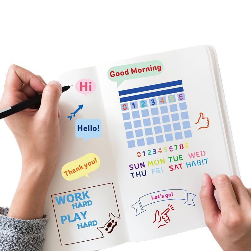 20Pcs Craft PET Paper Reusable Journal Stencils Scrapbooking Diary Drawing Templates Kit with Doodle Patterns for Gifts