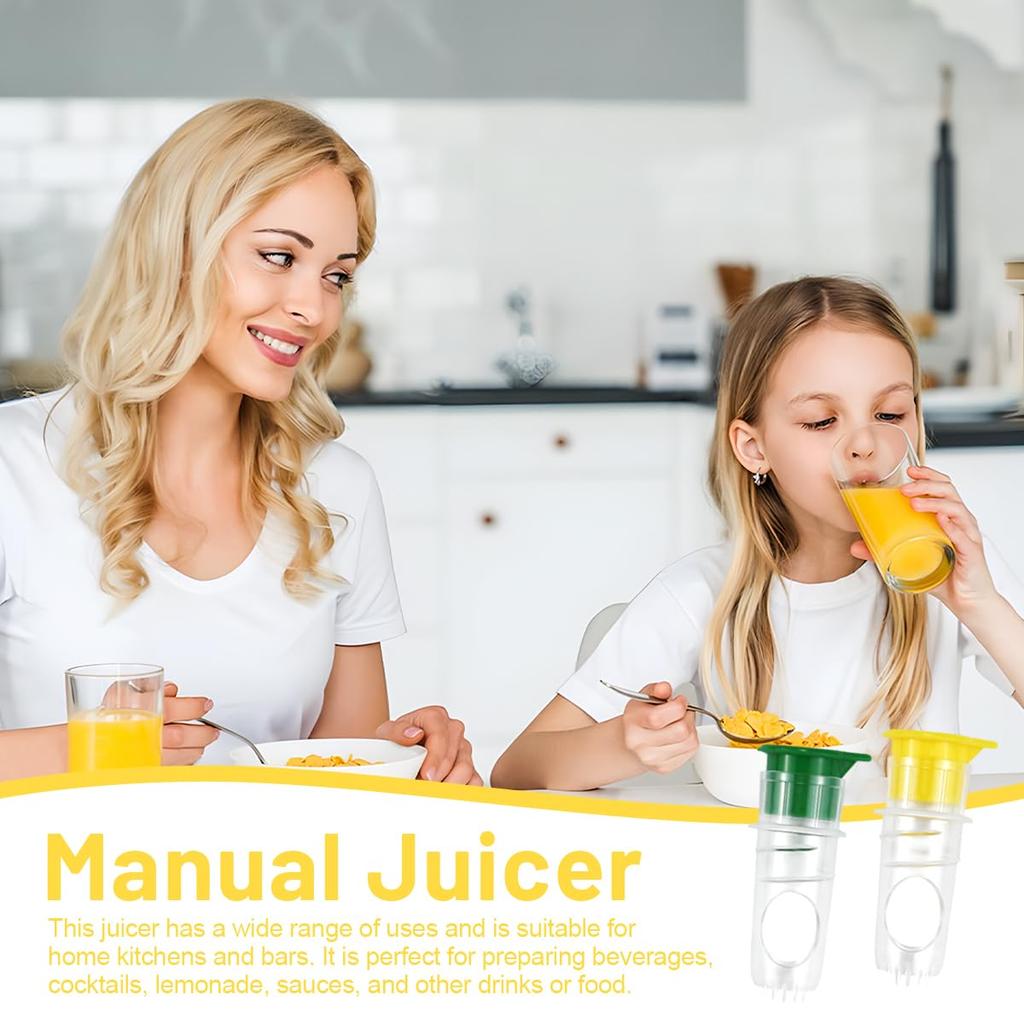 2 PC Fruit Squeezer Portable Resuable Lightweight Manual Lemon Juices eamer Built in Filter in Filter with Spoon for Home Travel
