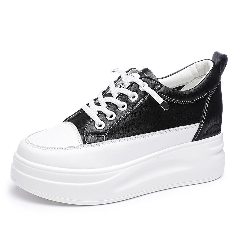 

Мода Лето Новый Стиль Толстая Подошва Стелька Увеличивающая Рост Натуральная Кожа Женская Обувь Сетка Белые Кроссовки Повседневная Спортивная Женская Обувь 39 чёрный