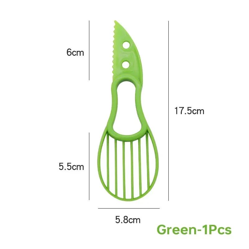 3 In 1 Avocado-Schneider Shea-Entkerner Butterfrucht-Schäler Schneider Fruchtfleisch-Separator Kunststoffmesser Küchengemüsewerkzeuge