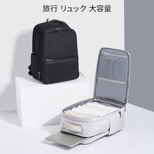 Hanke Business Backpack for Men and Women, Large Capacity Knapsack with Expandable Capacity (30L) (Black)