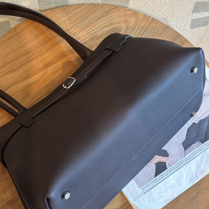 Genuine Leather Tote Bag With Lock Large Capacity Work Commuter Shoulder Women