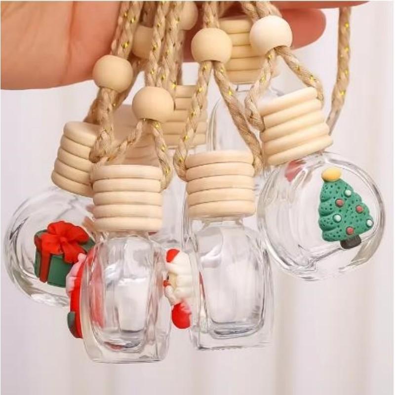 8ML Santa Claus Car Perfume Pendant Aromatherapy Christmas Gift Ornaments Glass Empty Bottle Perfume Refill Bottle Diffuser