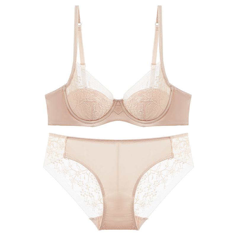 

Роскошный женский комплект нижнего белья Сексуальное кружевное вышитое белье Французский тонкий бюстгальтер пуш-ап Летнее сетчатое дышащее интимное белье Комплекты бюстгальтеров 70A хаки