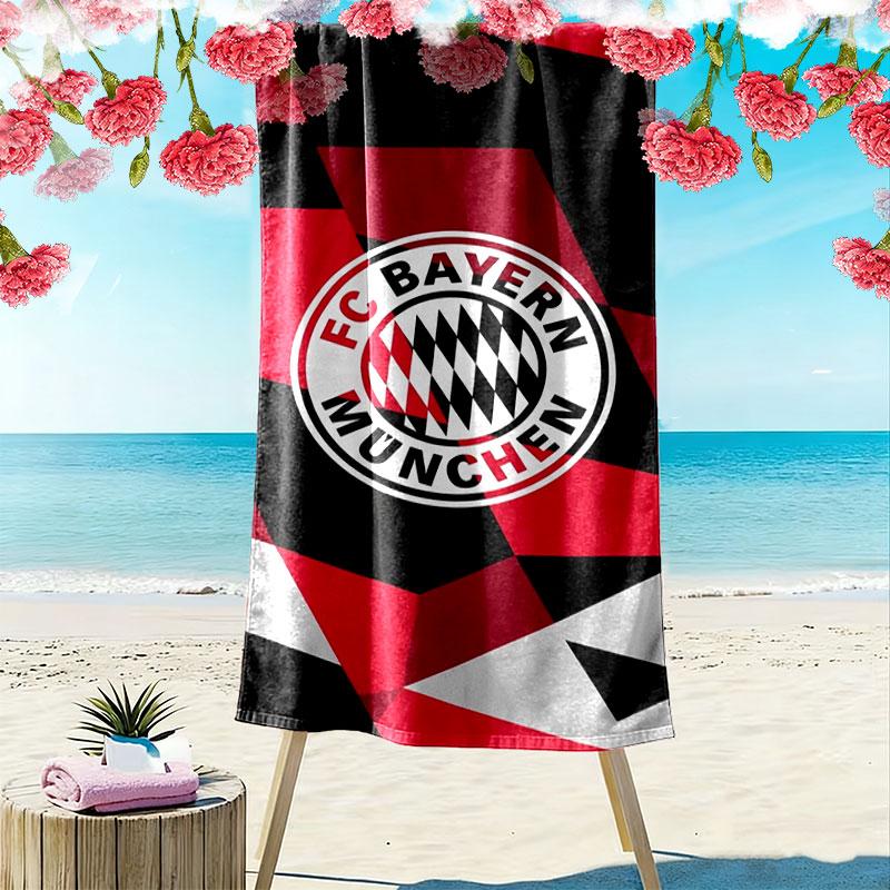 FC Bayern Munchen Print Beach Towel, Large Soft Quick Dry Towel for Beach Camping Swimming